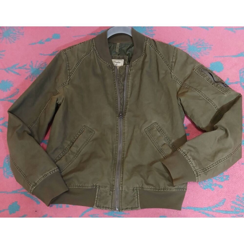 Abercrombie Fitch womens small bomber jacket spring summer army green military